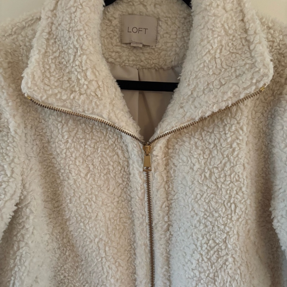 Loft Ivory Sherpa Teddy Jacket Coat - M - Picture 5 of 12